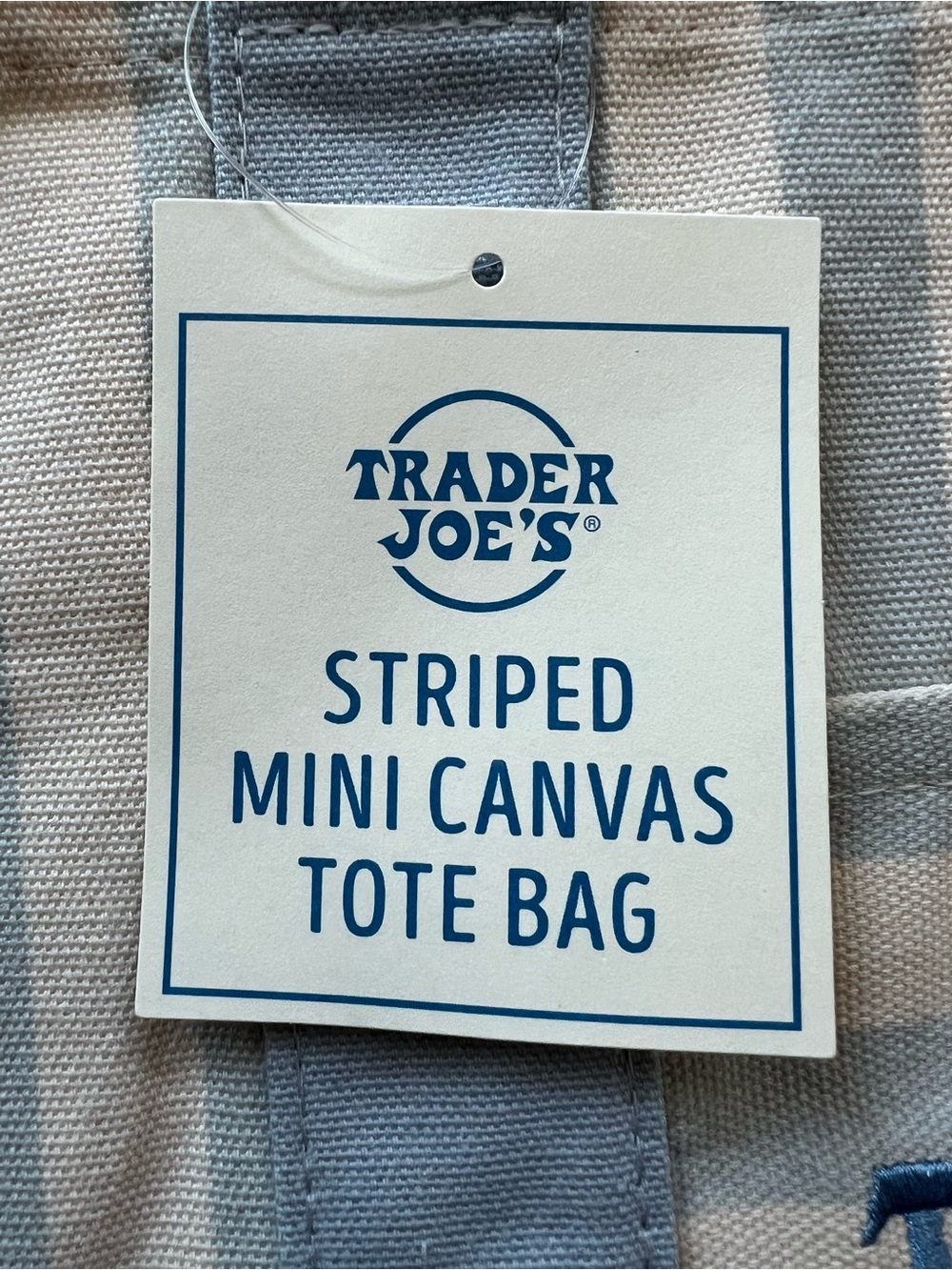NWT Trader Joe's Mini Striped Canvas Tote Bag - Picture 3 of 4